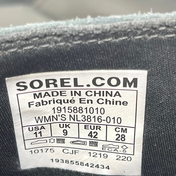 Sorel Evie Ankle Boot Womens 11 Black‎ Leather Slip-On Winter Snow NL3816-010 - Picture 9 of 10